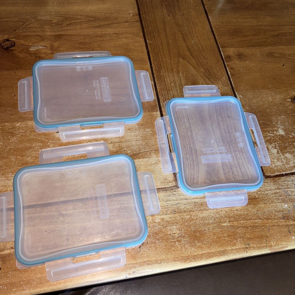 Lot of 3 Pyrex Snapware Plastic Storage Lid Replacement About 9x7 Rectangle